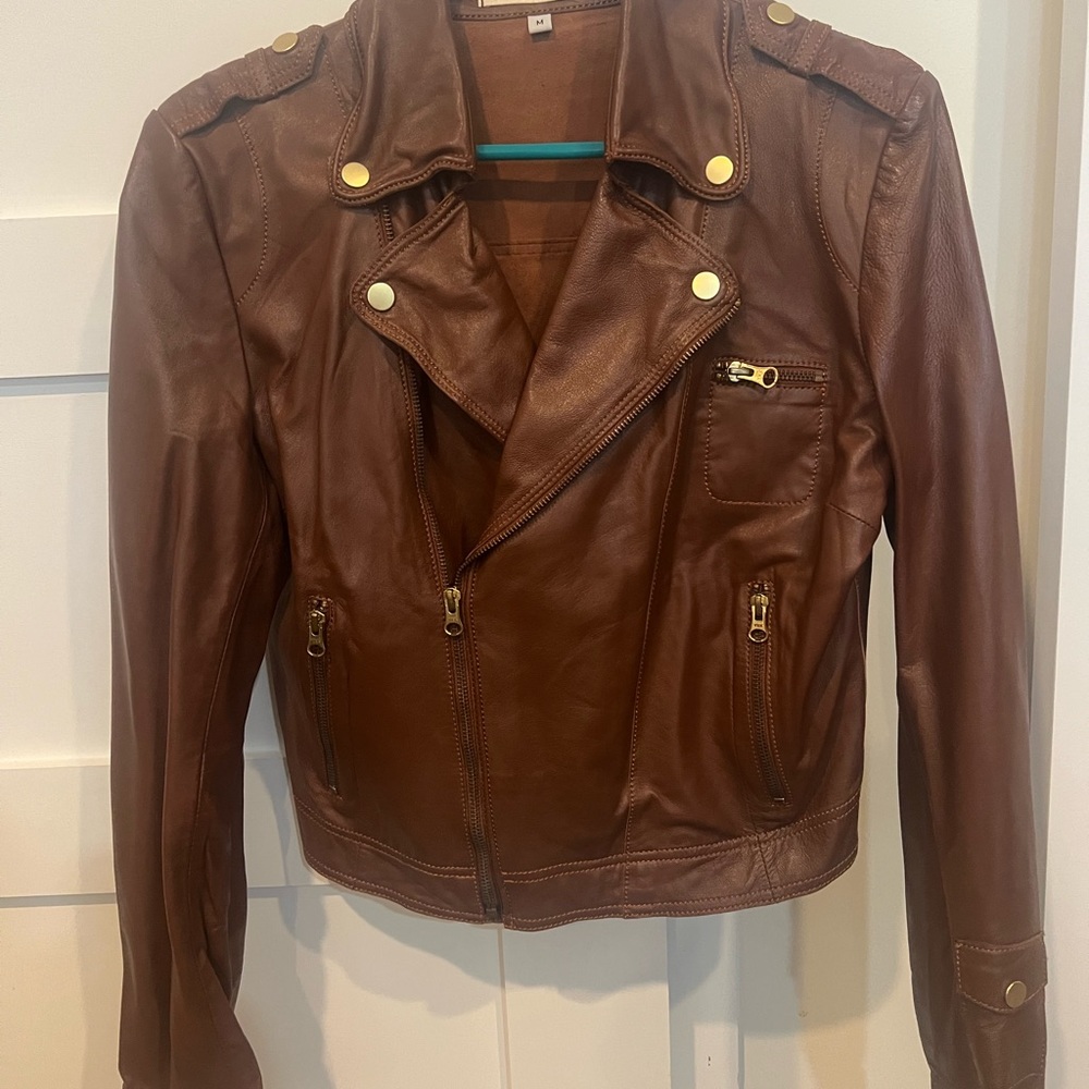 NEW never worn Jackett brand Brown Leather Women's Jacket